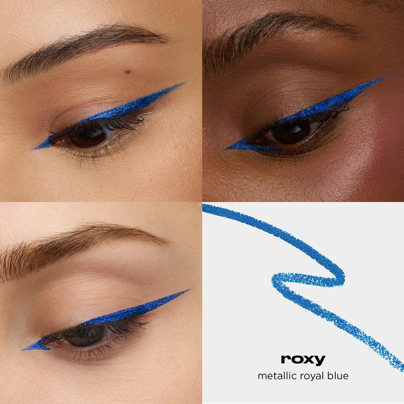 URBAN DECAY 24/7 Glide-On Waterproof Eyeliner Pencil - Smudge-Proof, Long-Lasting, Transfer-Proof, Up to 16HR Wear, Smooth No-Tug Formula, Roxy (Metallic Blue) - 0.04 oz