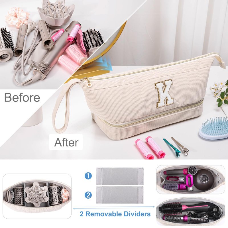 Shark FlexStyle/SmoothStyle Personalized Hair Tools Travel Organizer - Double-Layer Case with Air Wrap Dryer, Flat Curling Iron Compartment