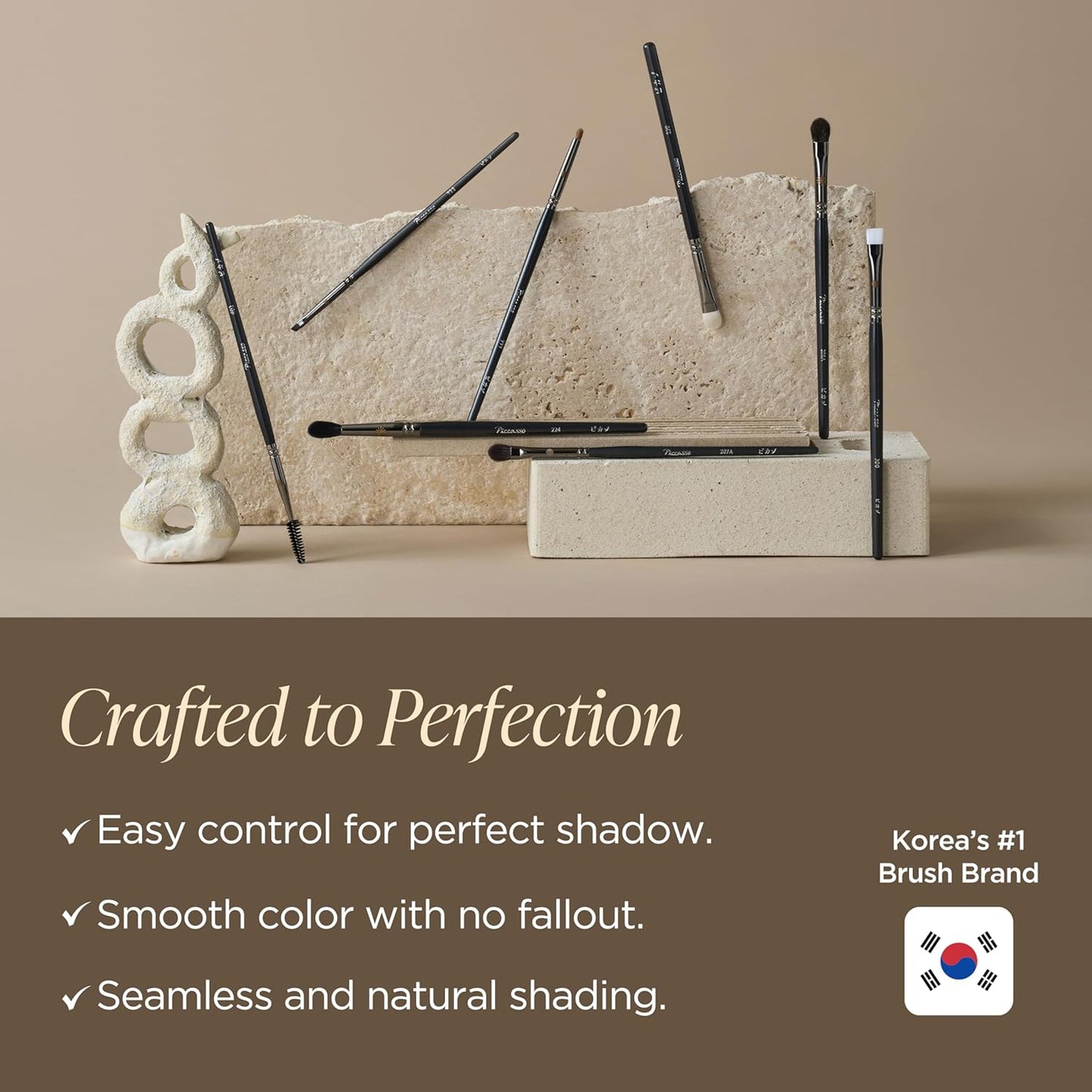 Piccasso Eyeshadow Brush - Flat Rounded Brush for Blending & Shading | Soft Bristles for Smooth Application