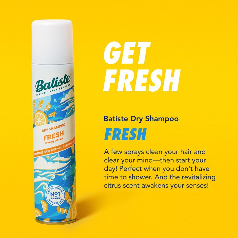 Batiste Dry Shampoo, Fresh Fragrance, Refresh Hair and Absorb Oil Between Washes, Waterless Shampoo for Added Hair Texture and Body, 5.71 oz