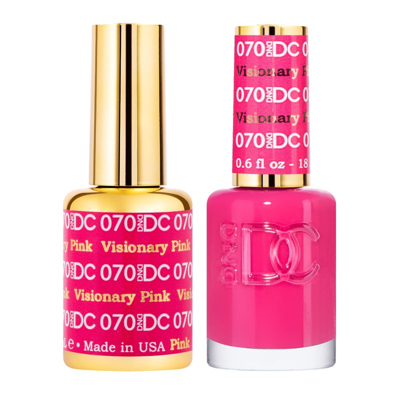DND DC Gel Polish Set, Pink Collection, UV/LED GelPolish and Air Dry Nail Lacquer, Matching Chip-Free Polish Duo, 070 Visionary Pink, 0.5 Fl Oz Each
