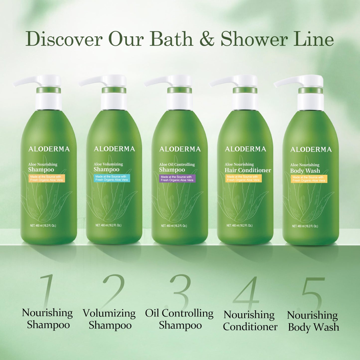 Aloderma Aloe Nourishing Shampoo, Organic Aloe Vera for Damaged Hair, 16 oz