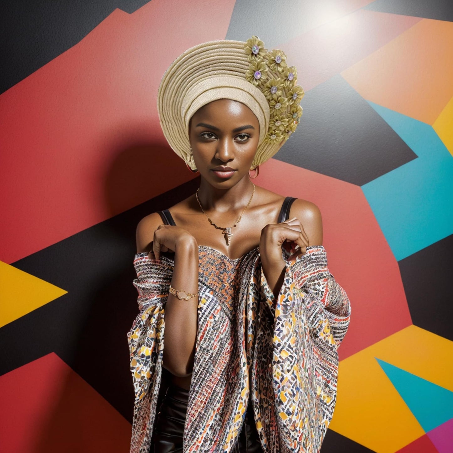 JRZXTWL African Head Wraps Fashion Headbands Stones ASO Oke Auto Gele Headtie Already Made Women's Hats Caps for Wedding Party. (golden, Standard)