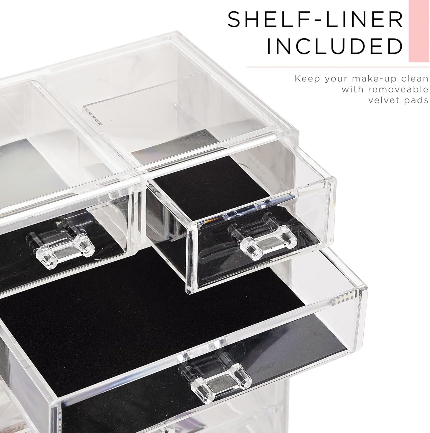 Acrylic Makeup Organizer Set - 6-Drawer Vanity & Countertop Storage | Marble Print for Brushes & Jewelry