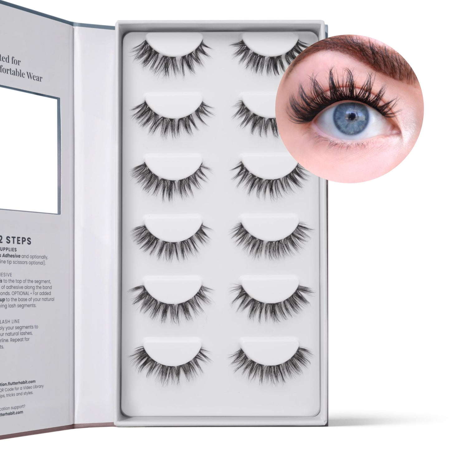 FlutterHabit Glow-Getter (1.0) Lash Clusters for Women, Salon Quality At Home Eyelashes Extension Kit, 6 Lash Sets, No Lash Glue Included