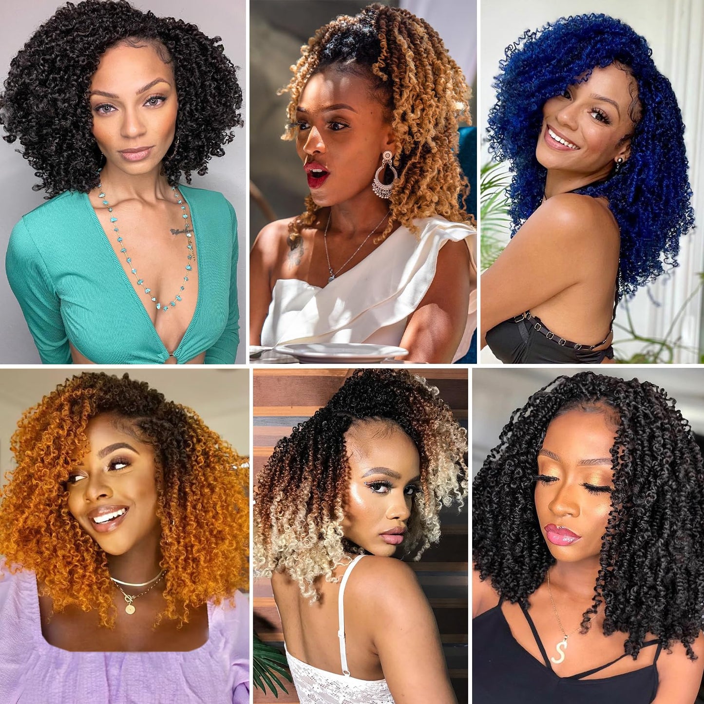 COOKOO 12 Inch Pre-Looped Yanky Twist Crochet Braiding Hair - 8 Packs Fluffy Marlybob Short Spring Braids Synthetic Hair Extensions for Women (1B/99j#)