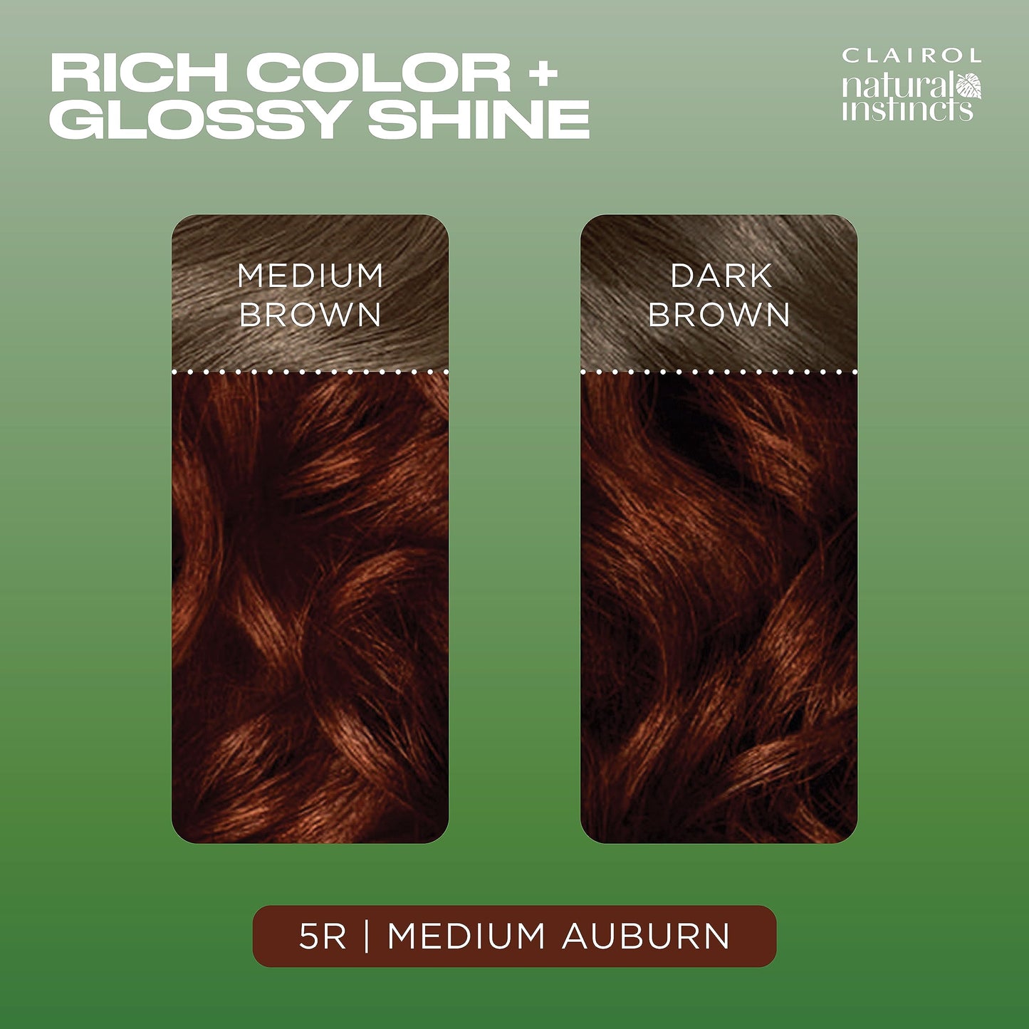 Clairol Natural Instincts Demi-Permanent Hair Dye, 5R Medium Auburn | Ammonia‑Free, Vegan Hair Color with Coconut Oil & Aloe Vera | Pack of 3