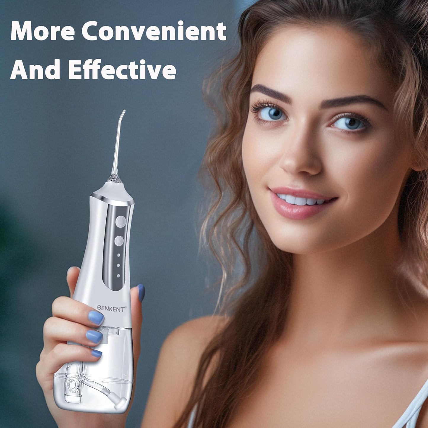 Water Flosser | 300ML Rechargeable Dental Oral Irrigator with 3 Modes & 5 Tips - Waterproof Electric Flossing Device (White)