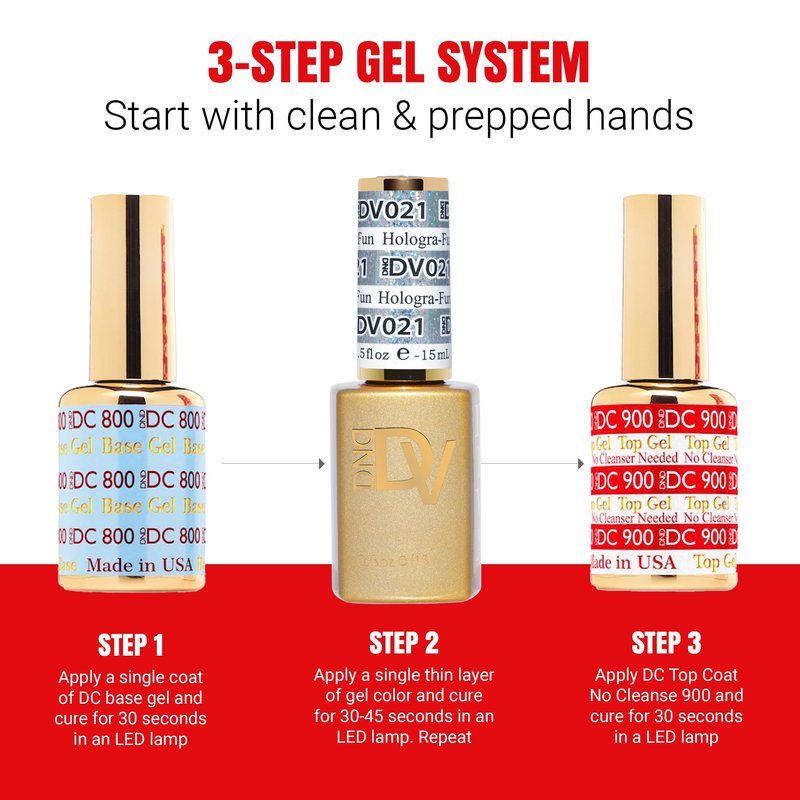 DND Gel Diva Polish Set, Mirrorball Collection, UV/LED Gel Polish and Air Dry Nail Lacquer, Matching Chip-Free Polish Duo, Red032 Fight For Love, 0.5 Fl Oz Each
