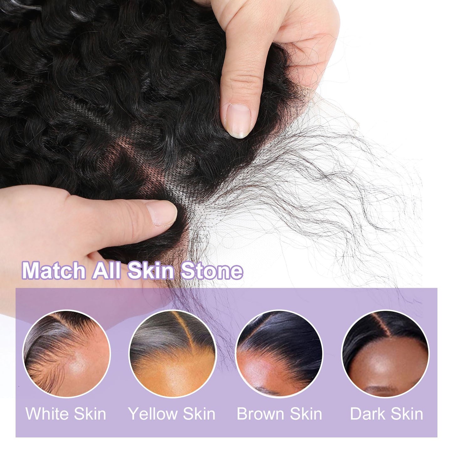 DSEKCAIN 5x5 HD Lace Closure Human Hair Deep Wave Transparent Closure Deep Curly Raw Virgin Pre Plucked Natural Black 1B Color 14 Inch