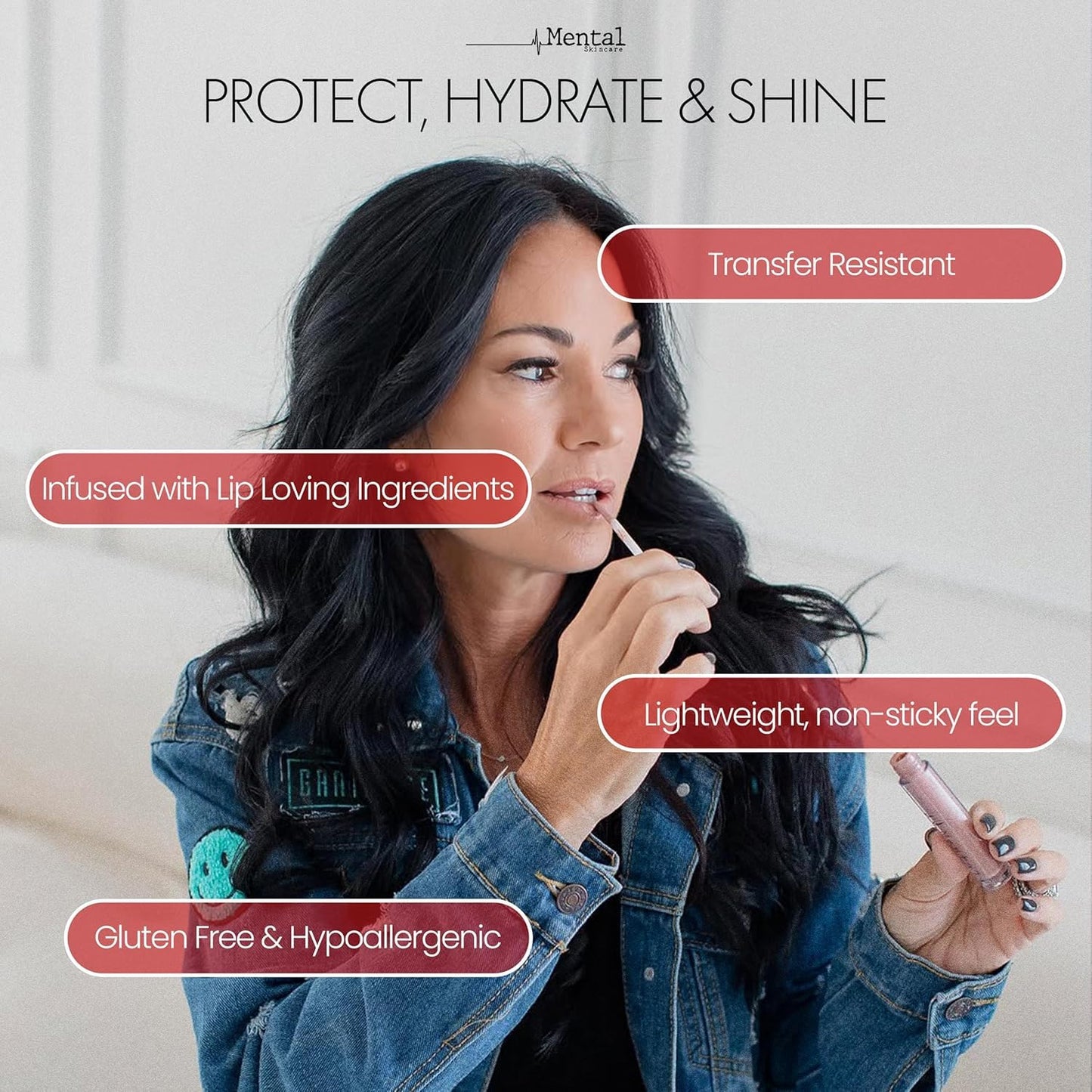 Mental Skincare Hydrating Brown Tinted Lip Gloss – Weightless Formula with Soft Luminous Finish & Smooth Color Payoff - Non-Sticky Lip gloss for Women for Long-Wear & Buildable Pigment – 0.11 Fl Oz.