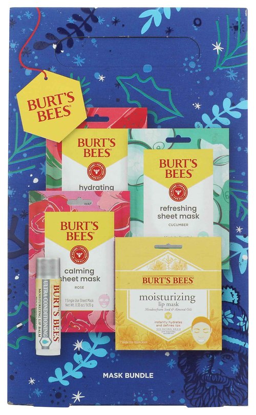 Burt's Bees Mask Bundle: Lip Balm, Lip Mask and Face Sheet Mask Gift Set, 5 Pieces, Rose