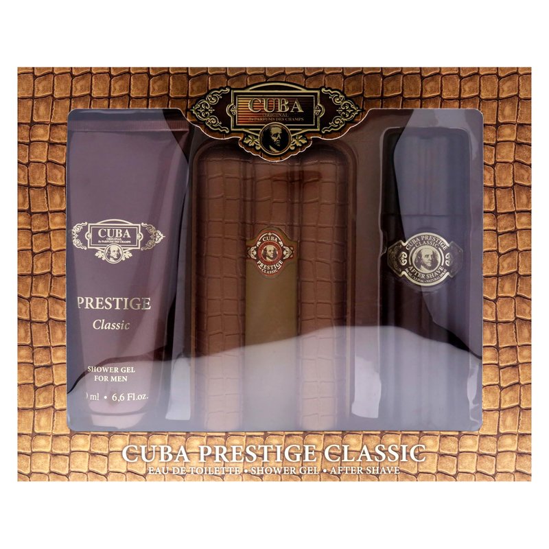 Cuba Prestige Classic for Men - 3 Pc Gift Set 3oz EDT Spray, 6.7oz Shower Gel, 3.3oz After Shave
