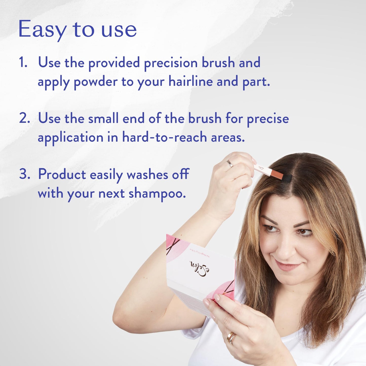 eSalon Root Touch Up + Brow Powder, Conceal & Cover (Strawberry) - Hairline Powder for Women - Scalp Concealer & Filler for Thinning & Gray Hair Coverage - Creates Thicker & Fuller-Looking Hair