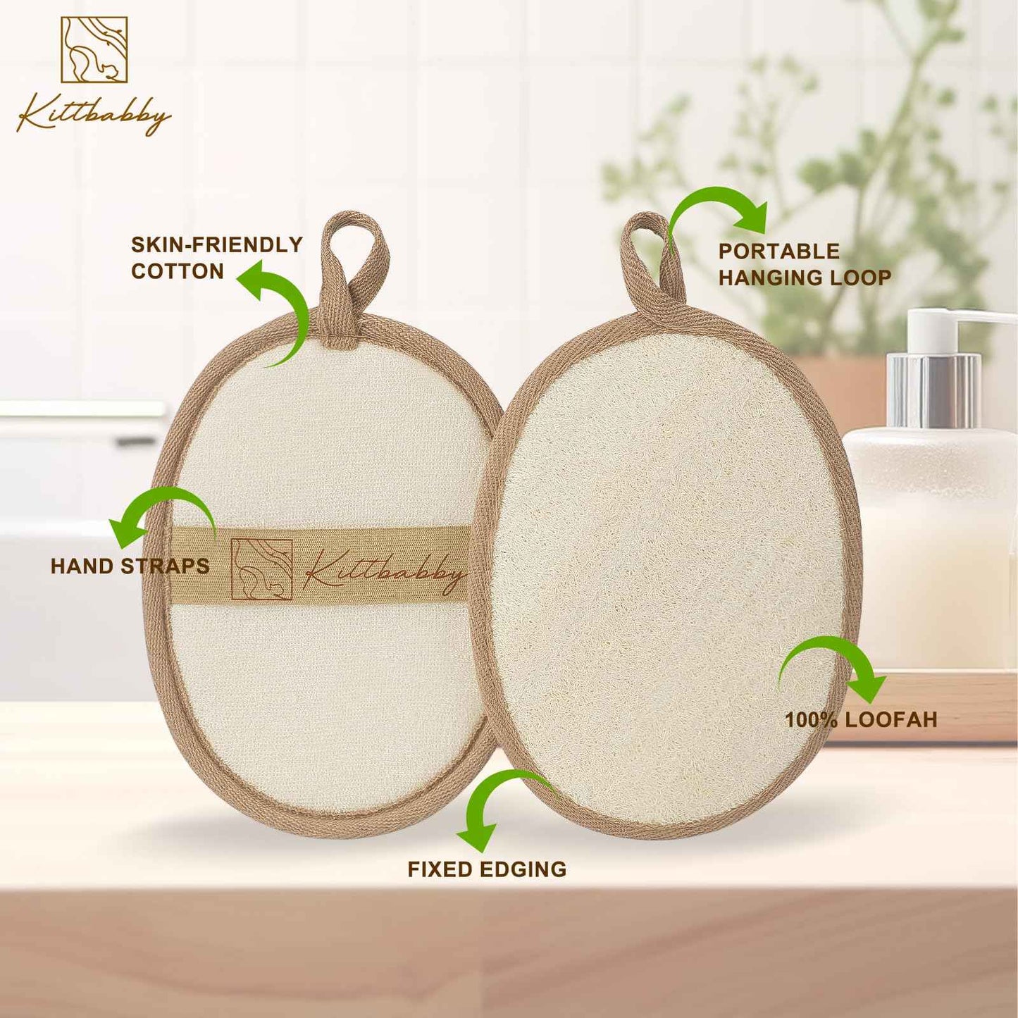 Natural Loofah Body Scrubber - Exfoliating Bath & Shower Sponge for Women, Men & Kids - Soft Facial & Back Scrub Pads - Eco-Friendly - Perfect Travel Gift Set for Family (3 Pack)