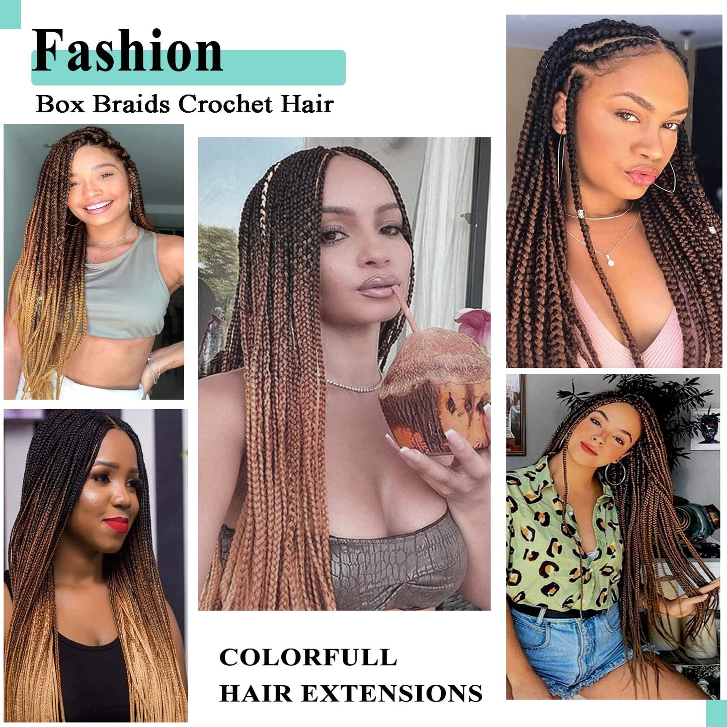 Crochet Box Braids 18 Inch 8 Packs Ombre Goddess Box Braids Crochet Hair Prelooped Crochet Hair 3x Box Braided Crochet Hair Synthetic Braiding Hair Crochet Braids Hair for Black Women-8Pacs-1B/30/27