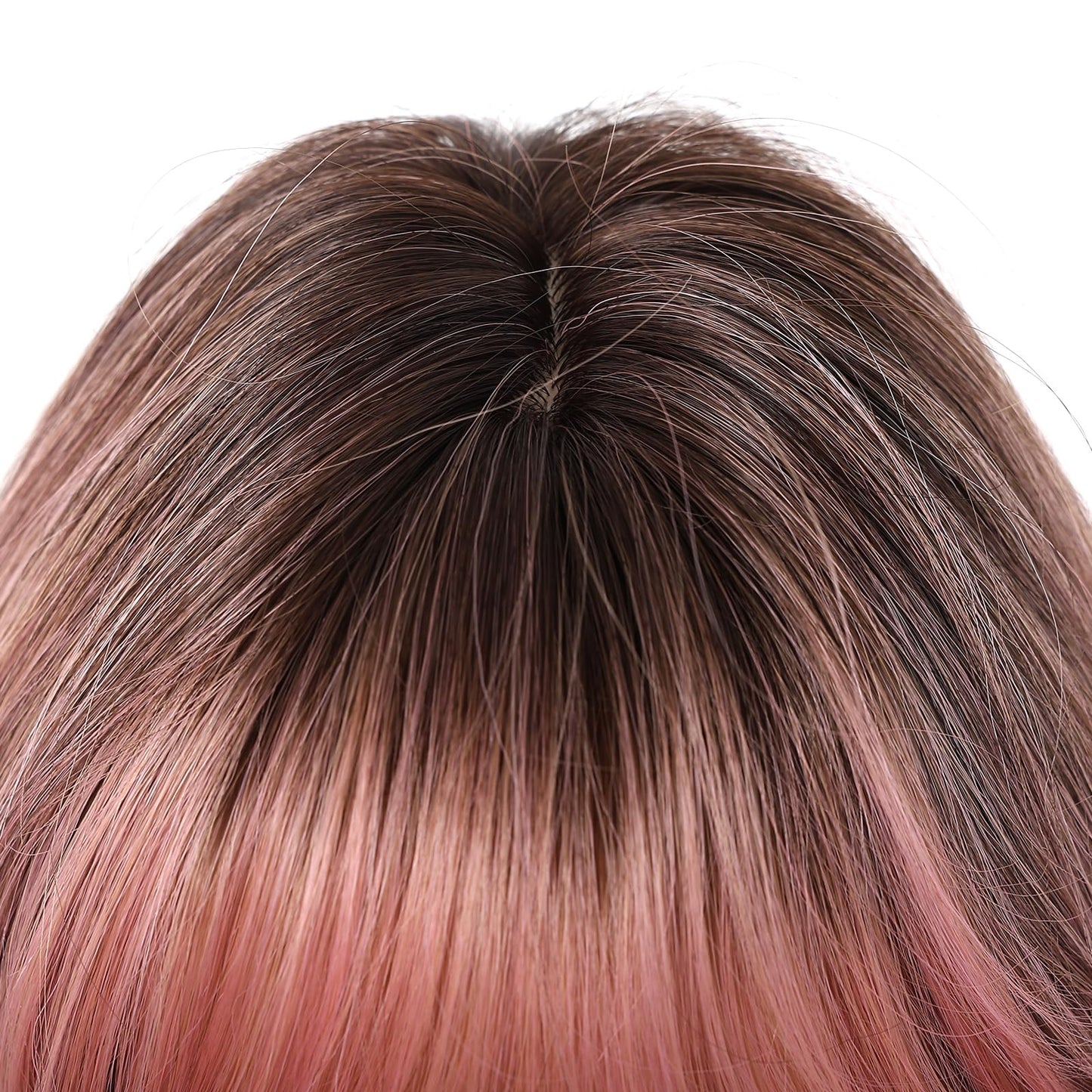 Osicapea Ombre Pink Wigs with Bangs for Women, Natural Wavy Curly Hair Woman Heat Resistant Synthetic Wig 22 Inch Long Wig for Women's Cosplay Costume Party Daily Use