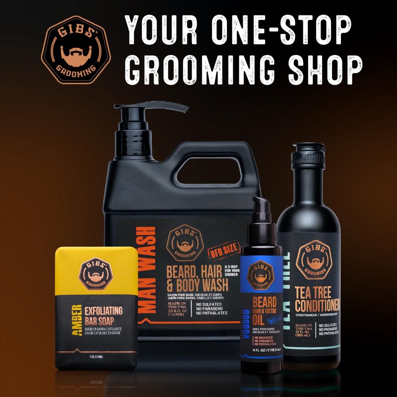 GIBS Grooming - Bush Master Beard, Hair & Tattoo Oil (1 fl oz) - Softens, Strengthens, Protects - Skin Moisturizer - Vitamin C - UV Shield - Travel Size - Beard Oil, Hair Care, Skin Care - Made in USA