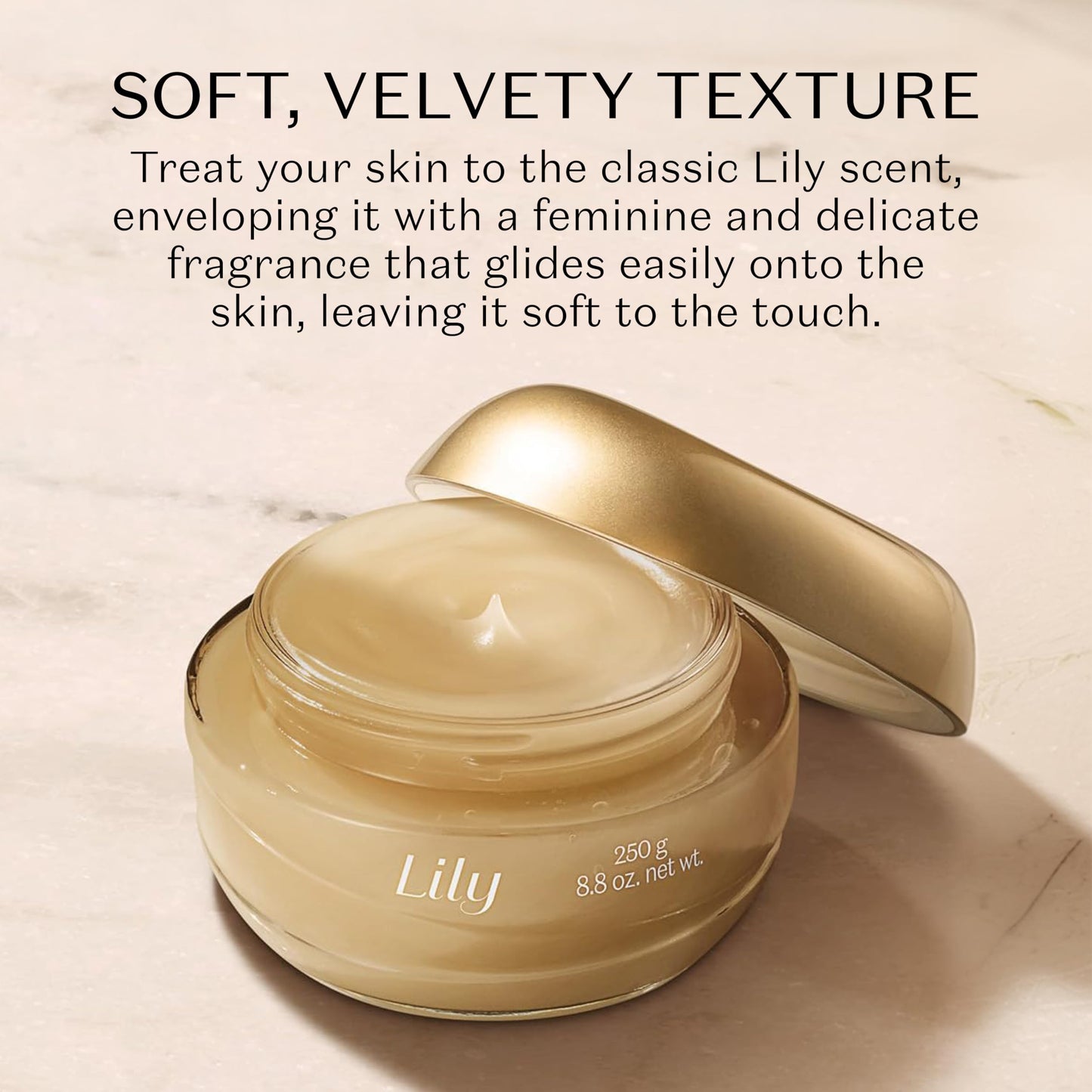 O BOTICARIO Lily Satin Velvet Body Cream, Luxurious Moisturizing Cream with Adored Lily Fragrance, 8.8 Ounce (250g)