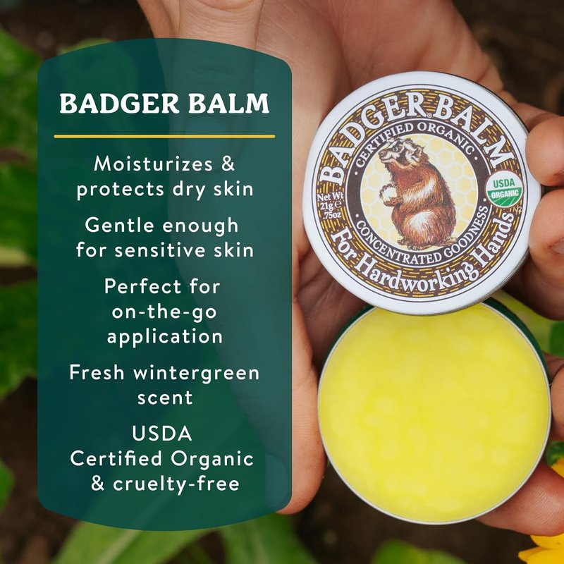 Badger Healing Balm - Organic Hand Cream for Dry Cracked Hands | Long-Lasting Moisturizer, 0.75 oz Tin, 2-Pack