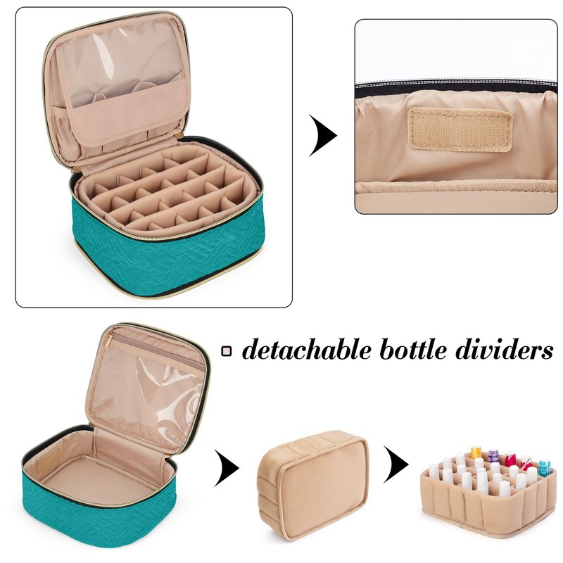 LUXJA Detachable 2 Layers Nail Polish Organizer - Hold 40 Bottles (15ml - 0.5 fl.oz), Nail Polish Case with Tools Storage Pockets (Patented), Black