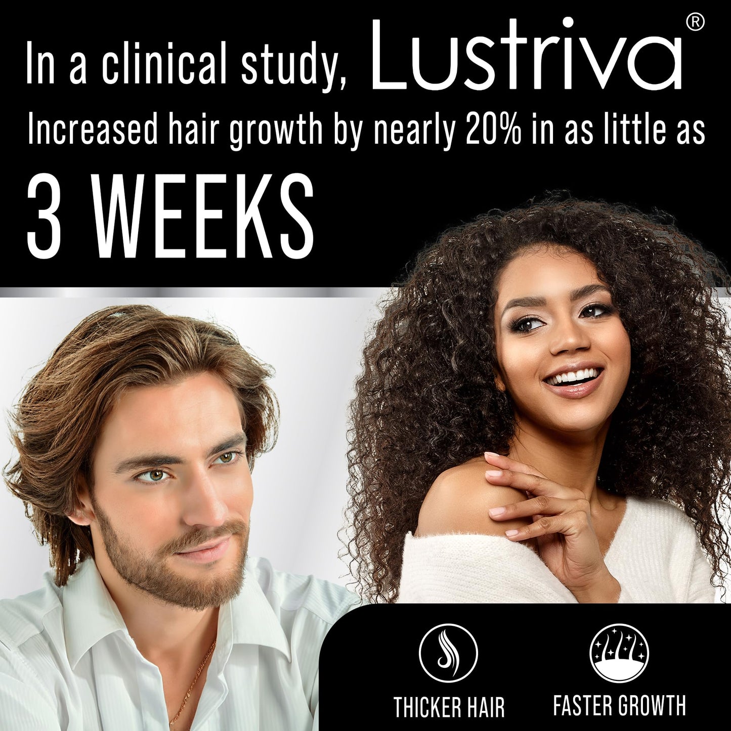 Lustriva Hair Growth Supplement - Clinically Proven in A Double-Blind Study for Hair Growth and Skin. for Both Women and Men. Enhanced with Biotin 10000mcg for Max Results