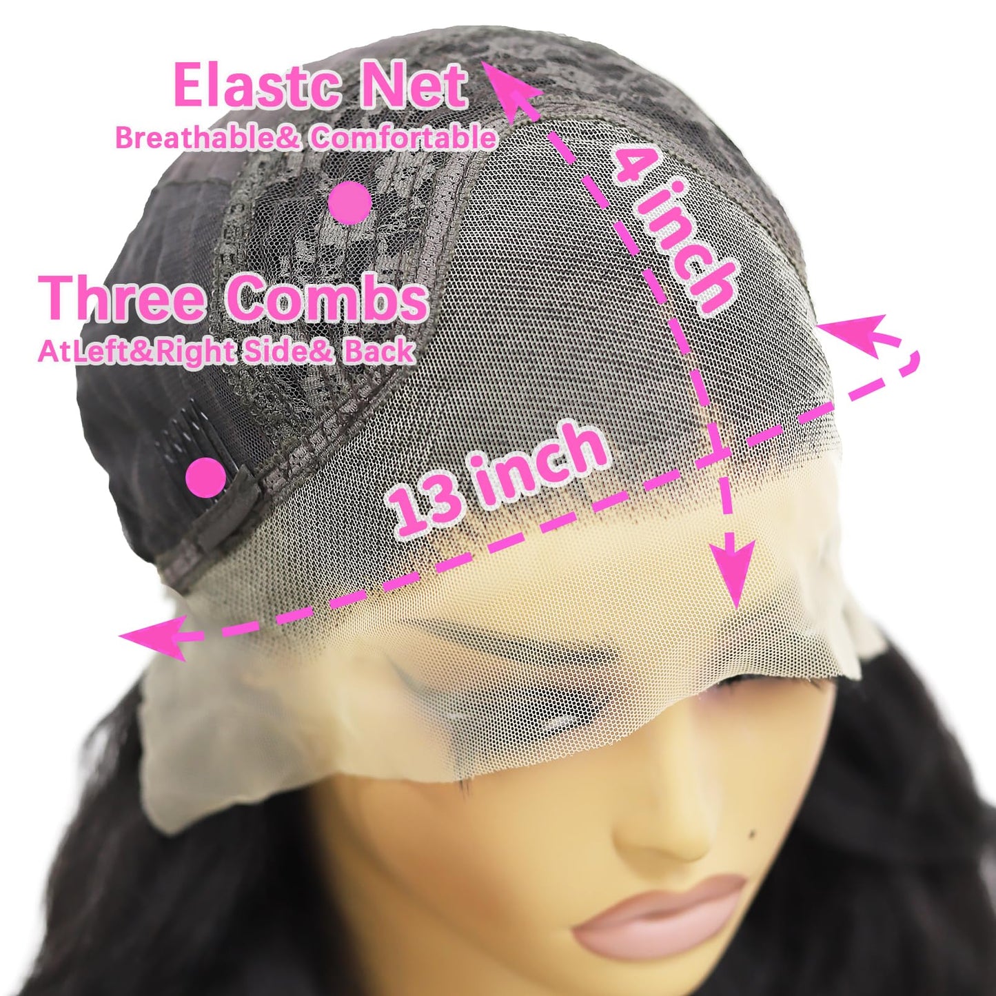 ANDRIA 13x4 HD Lace Front Wigs Body Wave Glueless Pre Plucked Lace Frontal Wigs For Black Women 250 density Loose Wave Synthetic Lace Front Wig With Baby Hair 26 Inch (Black)