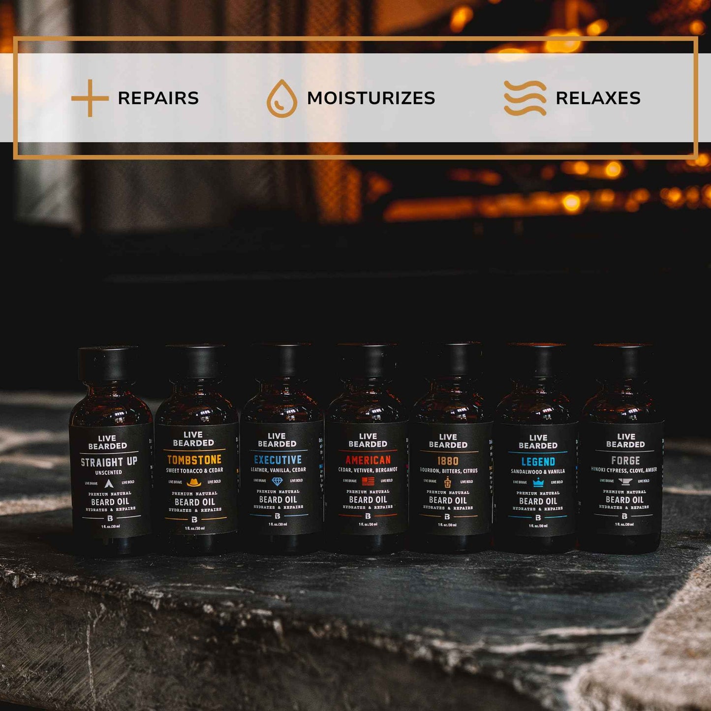 Live Bearded Beard Oil, 1 fl oz - Premium All-Natural Jojoba - Made in the USA - Hair and Skin Care for Men with Dry, Flaky Patches | Executive Scent - Cedar, Vanilla