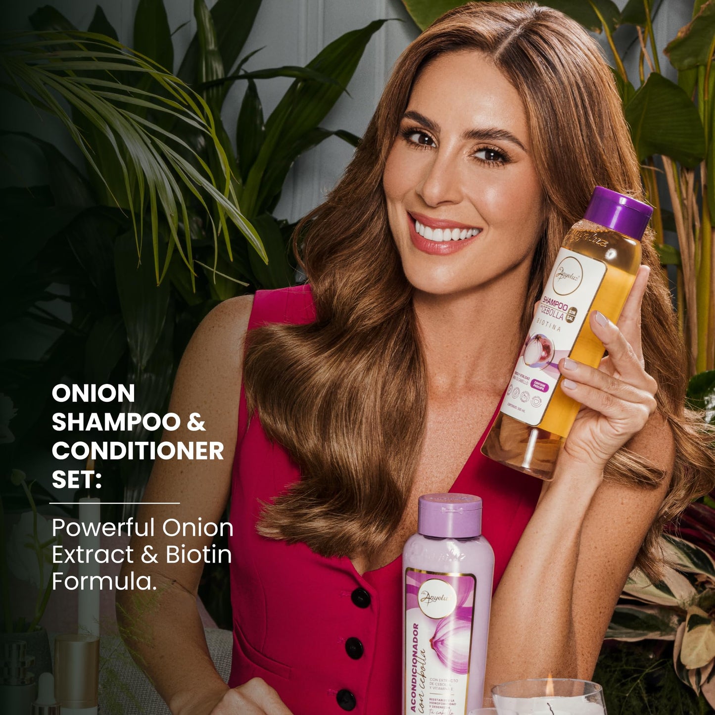 Anyeluz Onion Shampoo and Conditioner for Hair Growth with Biotin, Salt and Paraben Free Hair Care Duo with Keratin and Botanical Extracts for Stronger Softer Hair
