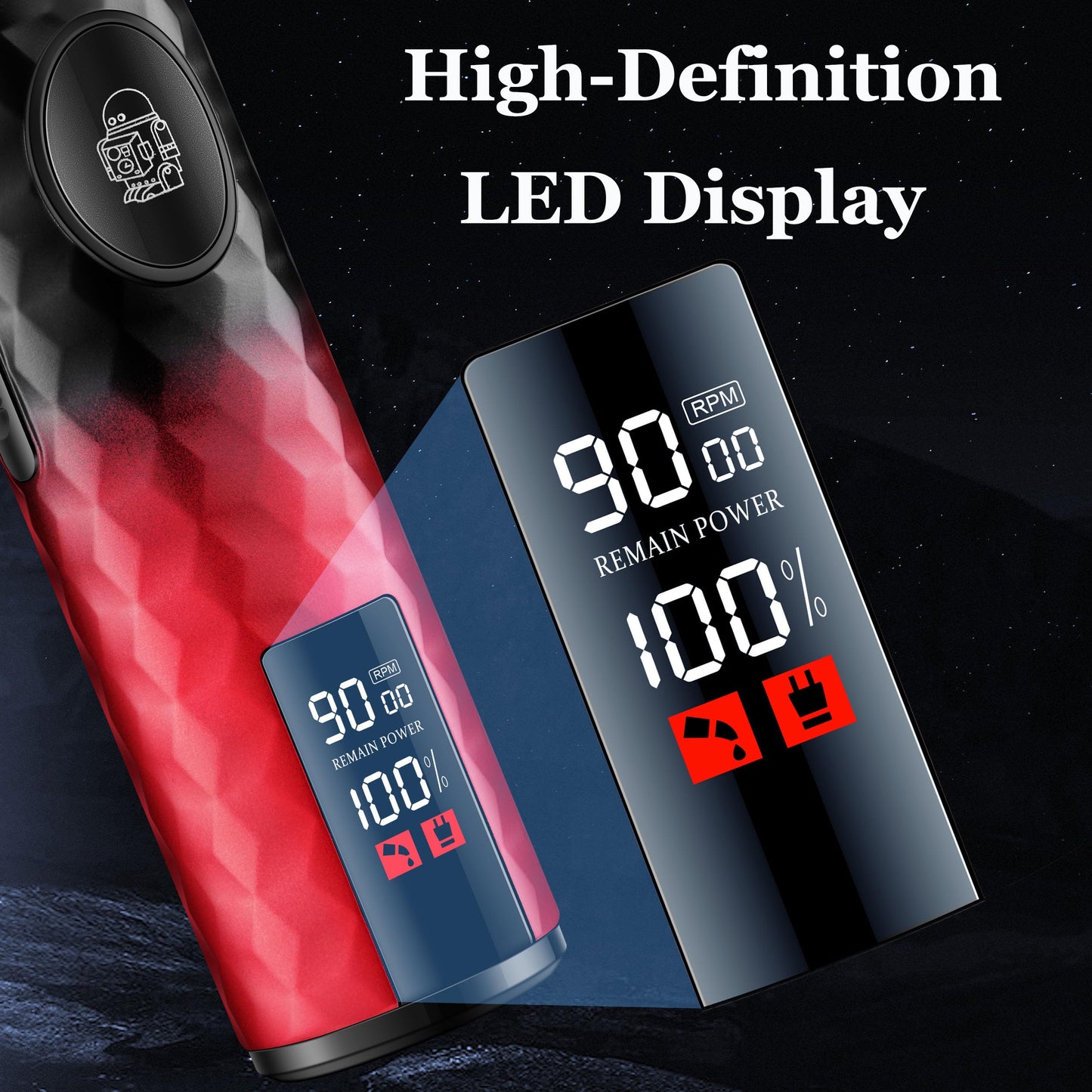 KEMEI 1782 Professional Hair Clippers for Men, Cordless Barber Clippers with LED Display, 9000 RPM Hair Trimmers, 2600 mAh Hair Clipper for Barbers Haircut Kit, Red