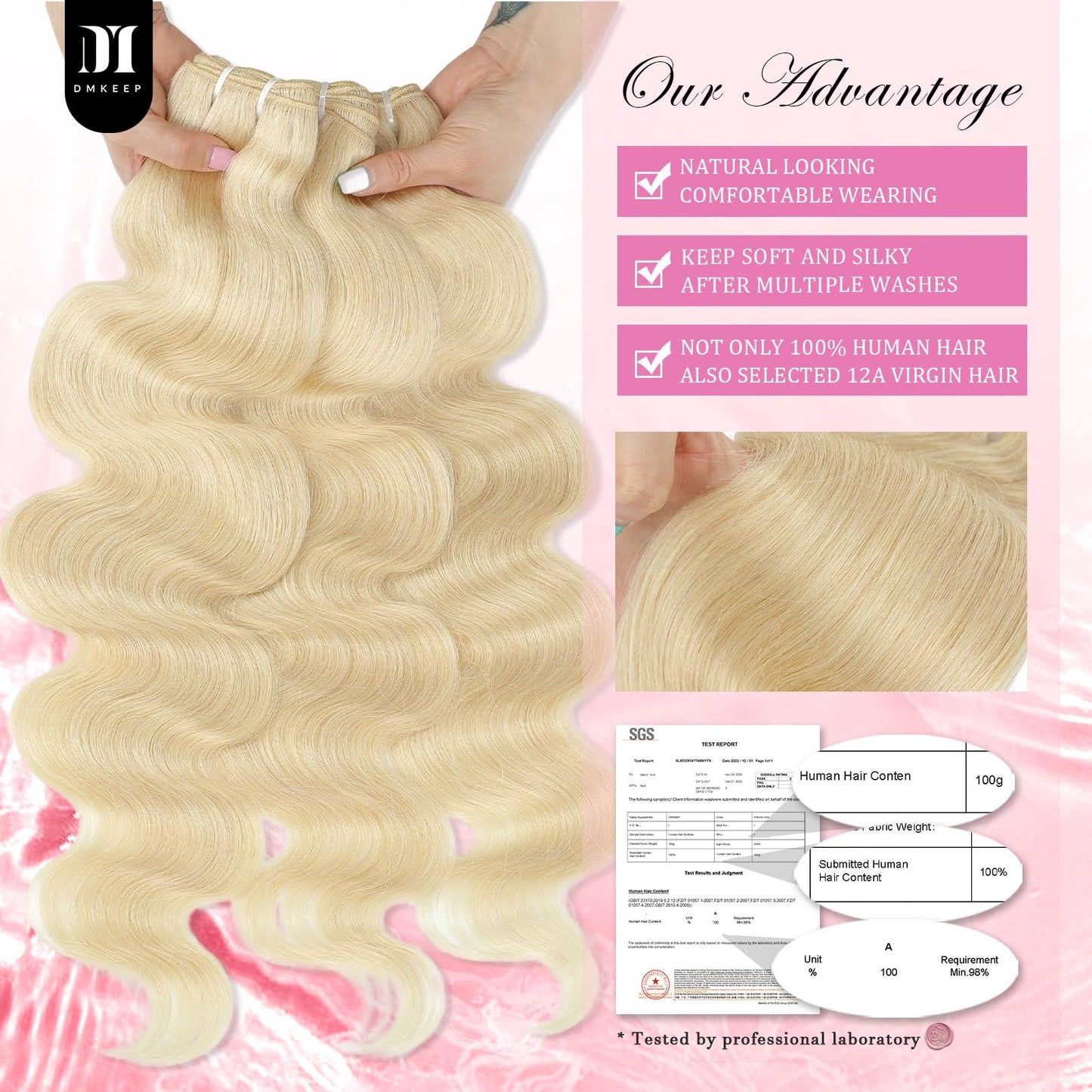 613 Bundles Human Hair 12A Blonde Body Wave Human Hair bundles 100% Unprocessed Brazilian Raw Virgin Bundles Single 613 Weave Extensions for Women 16 Inch