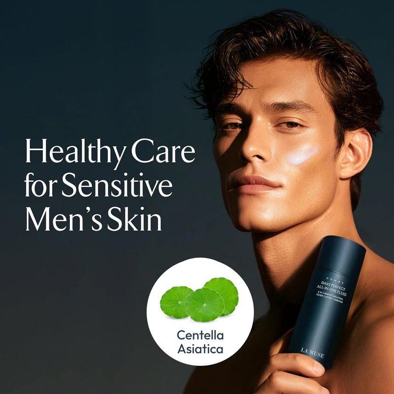LA MUSE Daily All-in-One Face Moisturizer for Men - 3-in-1 Toner, Lotion & Essence | Lightweight Hydrating After-Shave for Oily & Sensitive Skin