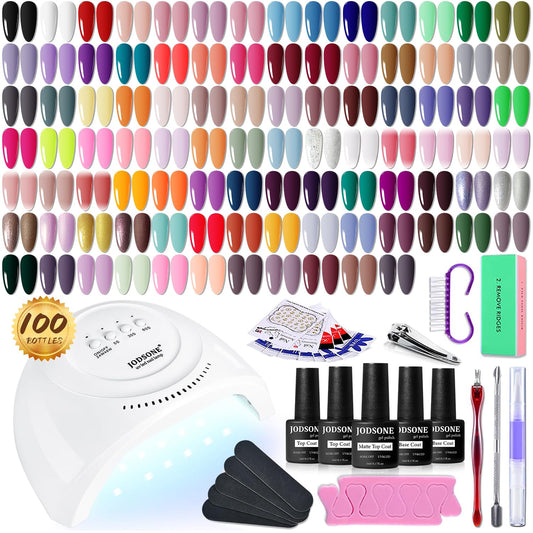 JODSONE Gel Nail Set 20+3 Colors High Shine Gorgeous Gel Polish Base Top Matte Coat Nice Gifts Show Charm