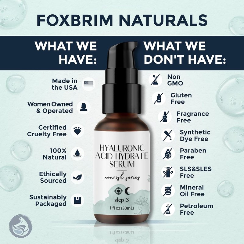 Hyaluronic Acid Face Serum - Hydrating Anti-Aging Formula with Vitamin C, E & Jojoba Oil | 1 Oz