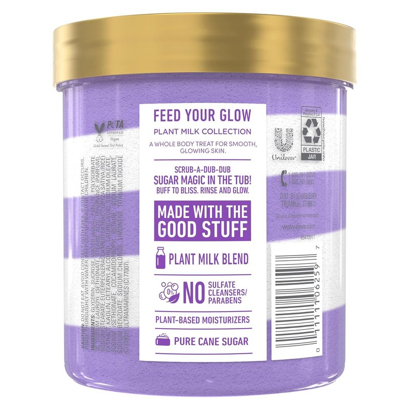 Dove Sugar Body Scrub - Velvet Acai & Rice Milk Exfoliator | 15 oz for Hydrated Skin
