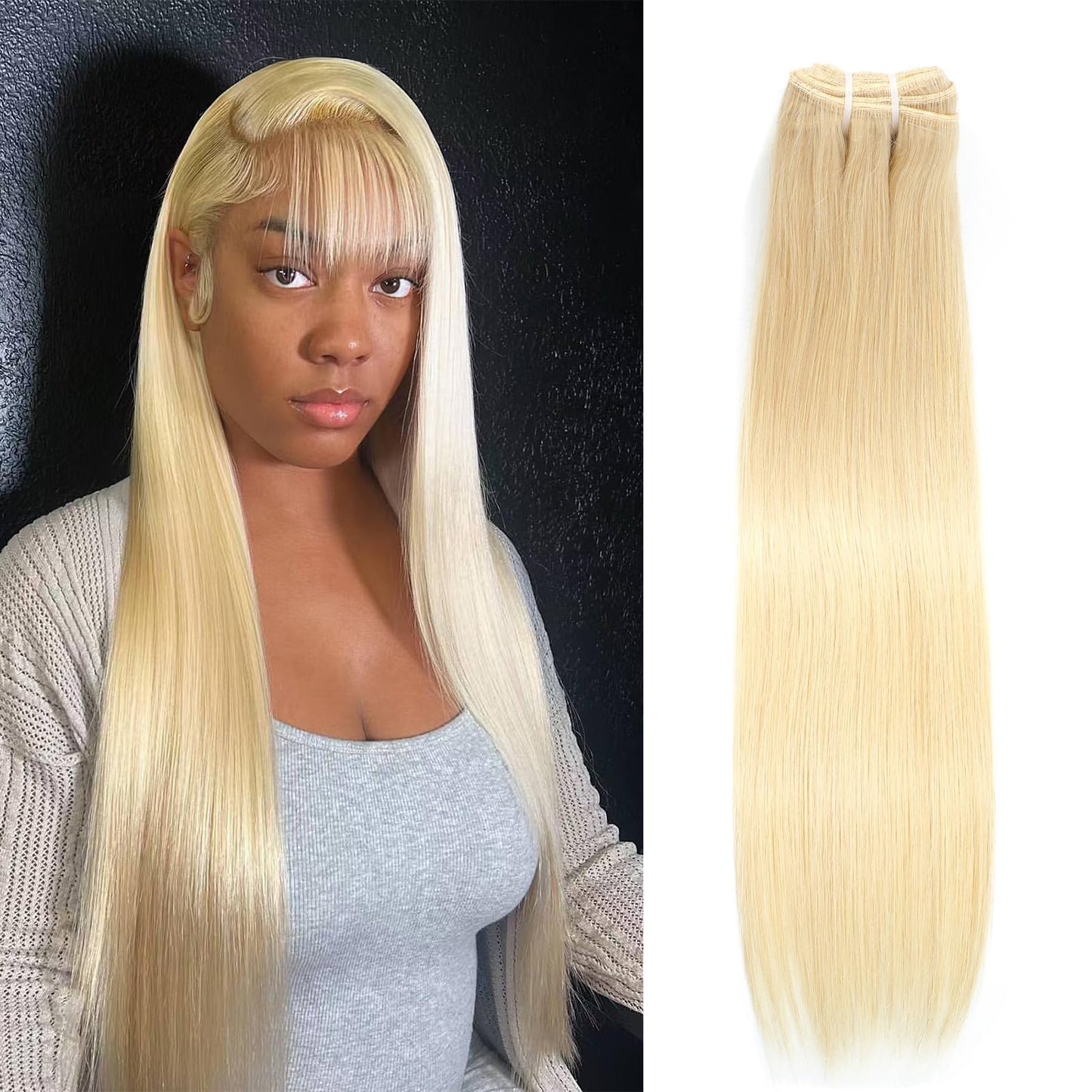 613 Bundles Human Hair 18 Inch 12A Grade 100% Unprocessed Brazilian Virgin Blonde 613 Human Hair Extensions For Women 100g Blonde Bundles Human Hair