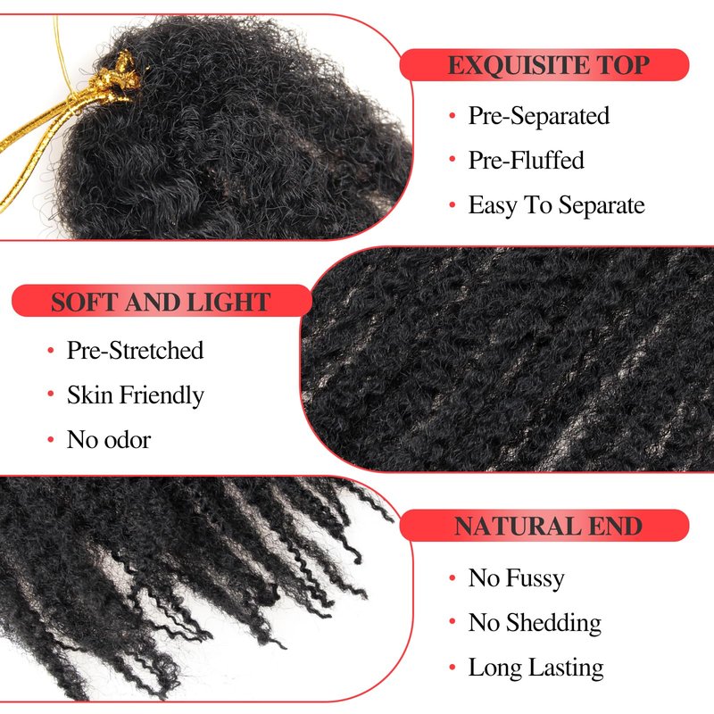 Marley Twist Braiding Hair 30 Inch Marley Twist Hair 8 Packs Cuban Twist Hair Afro Kinky Crochet Hair Synthetic Marley Hair Extensions (30 Inch(Pack of 8),1B)