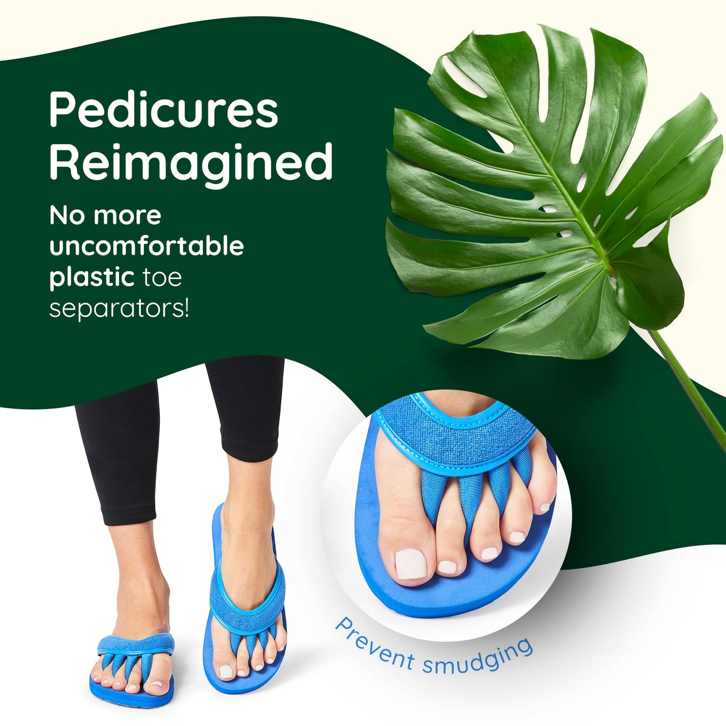 Pedi Couture Pedicure Sandals with Built In Toe Separators for Women - Comfortable Spa Style Flip Flops for Home, Salon, Yoga & Gym Use - Ideal for Nail Drying & Foot Wellness (Navy-S)