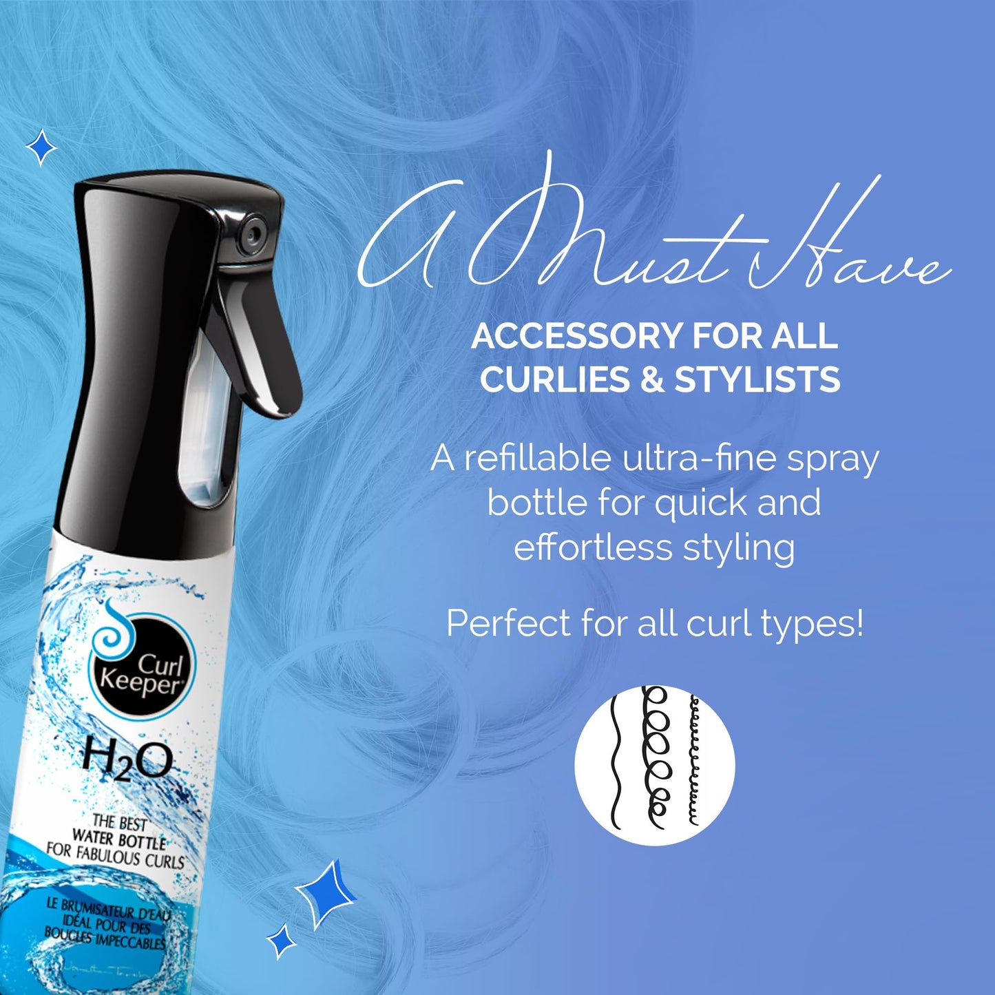 CURLY HAIR SOLUTIONS Curl Keeper H2O Water Bottle,12oz