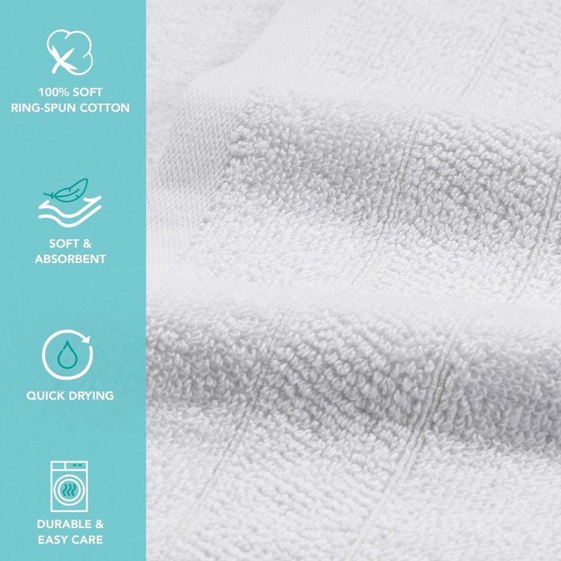 Arkwright Premium Washcloths - (Pack of 12) - Soft & Absorbent, 100% Ringspun Cotton, Contemporary Design Wash Cloths with Dobby, Multipurpose Fingertip Towels, White
