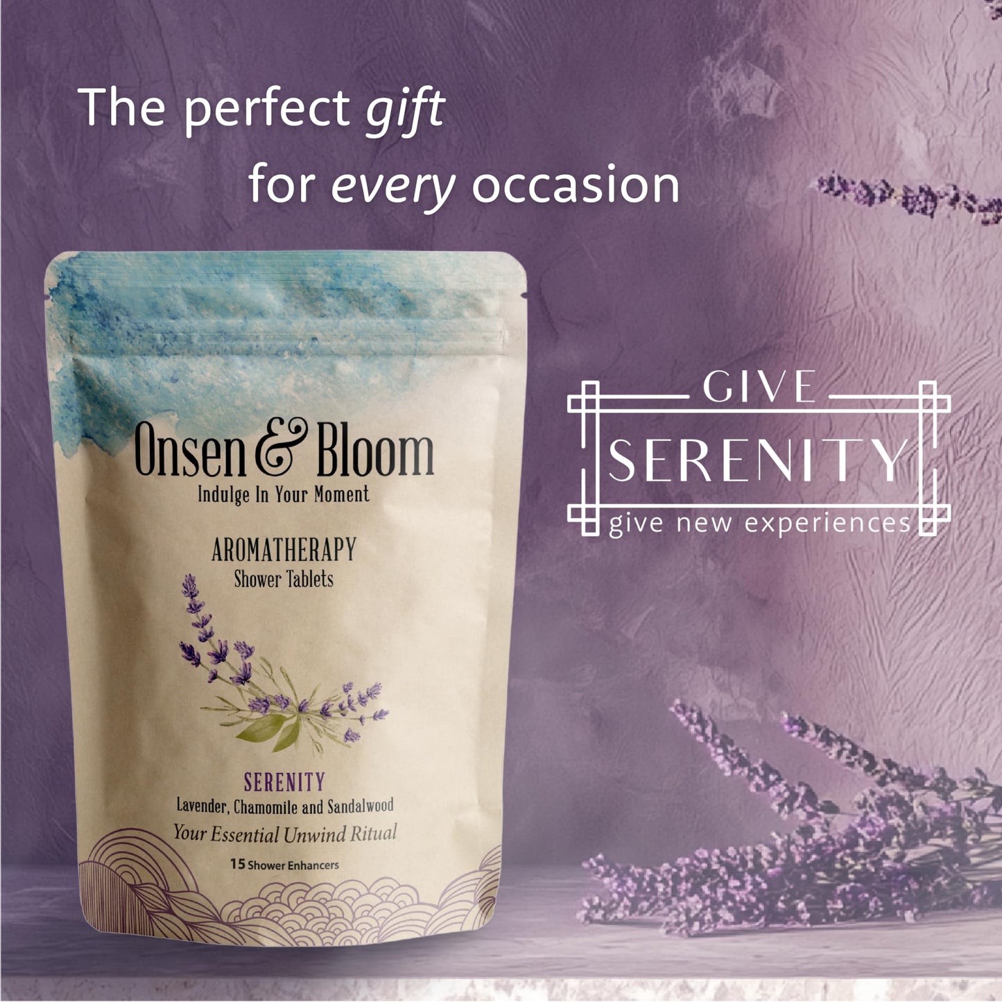 Serenity Aromatherapy Shower Steamers 15-Pack – Lavender, Chamomile & Sandalwood Essential Oils –Perfect for Relaxation, Stress Relief & Better Sleep – Self-Care Gift for Women & Men