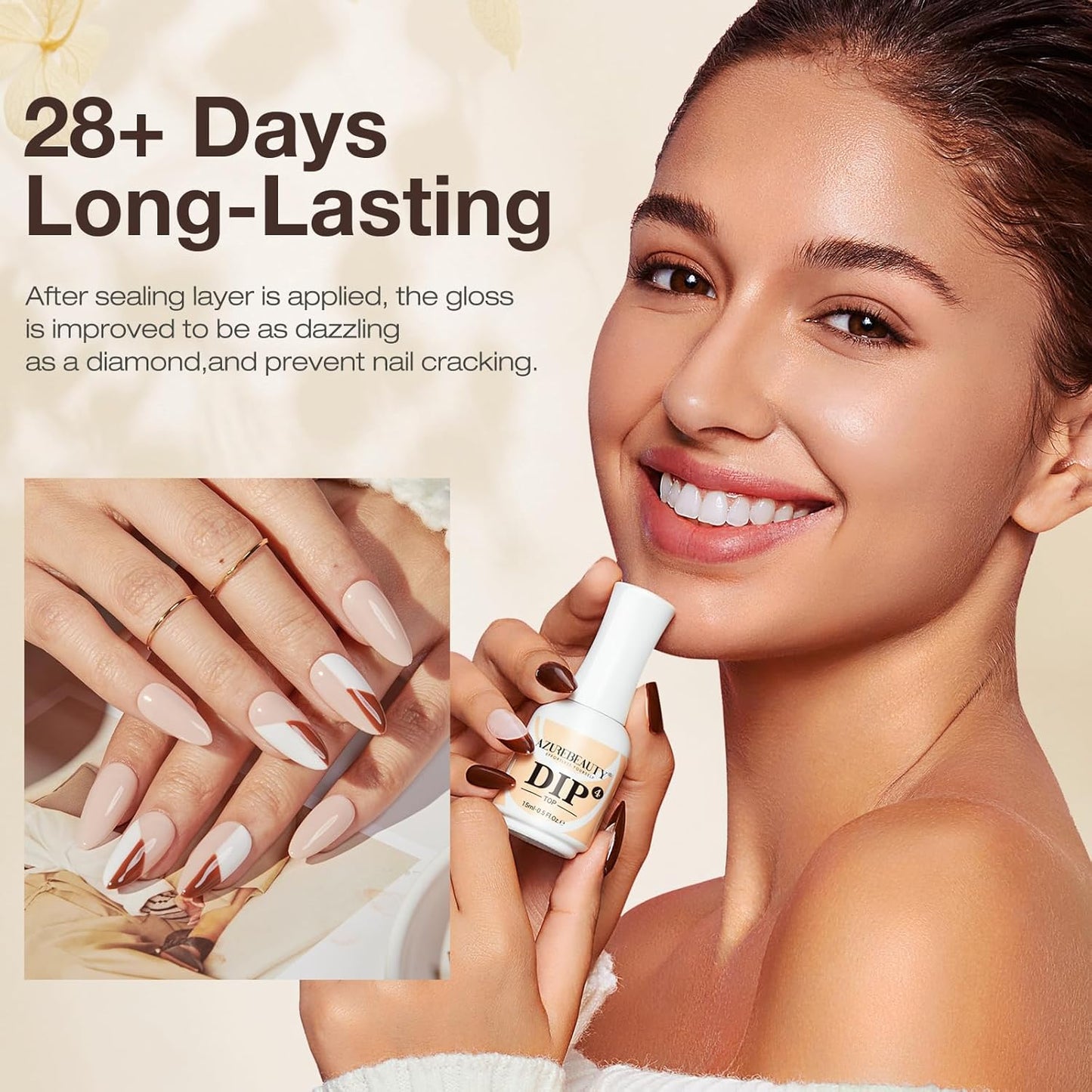 Clear Dip Powder for Nails - Essential Transparent Dipping Build Powder + Dip Powder Liquid Set 15ml/0.5oz
