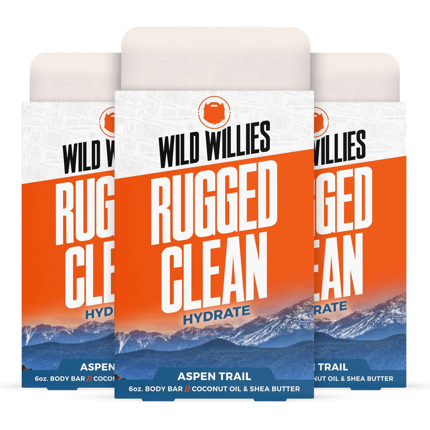 Wild Willies Moisturizing Mens Bar Soap - Bath Soaps with Shea Butter for Odor Protection - Natural Body Bar for Men - Aspen Trail Scent, 3 Pack