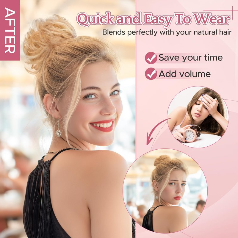 SEGO Messy Human Hair Bun Hairpieces Real Scrunchies 30g Larger Straight Tousled Bun Updo Donut Chignon Ponytail Extensions for Women Girls-1 Count 30g #2R Dark Brown