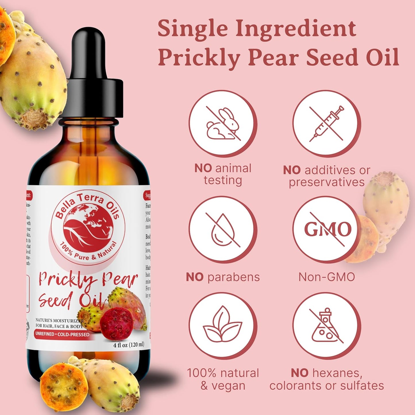 Prickly Pear Seed Oil - 8 oz Cactus Extract for Radiant Skin | Rich in Vitamin B & Zinc