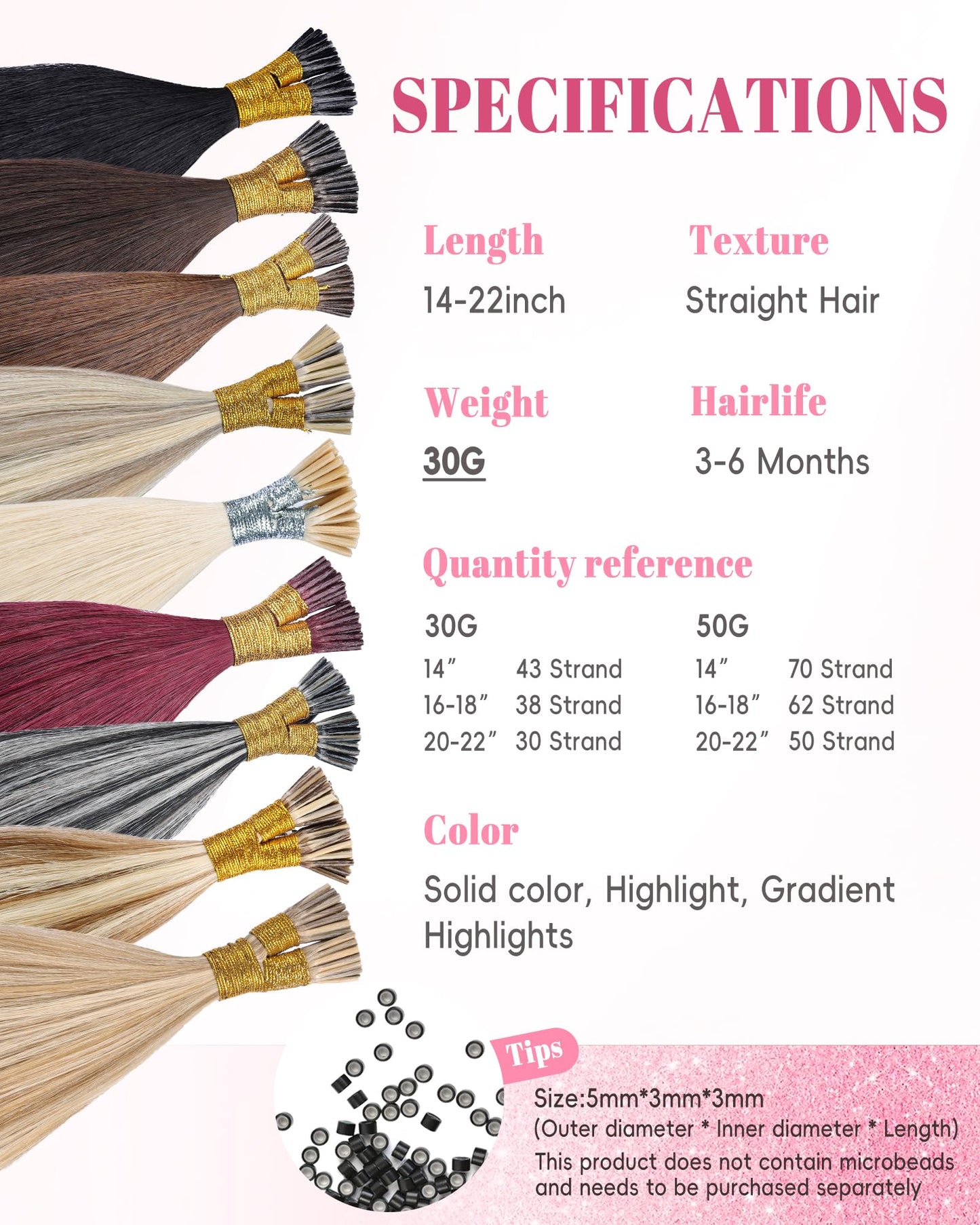 KiiKiiGirl Virgin I Tip Hair Extensions Human Hair 14 Inch #16/60 Blonde Highlight Golden Mixed Grayish Brown Itip Human Hair Extensions Invisible Silky Straight 30g/43s