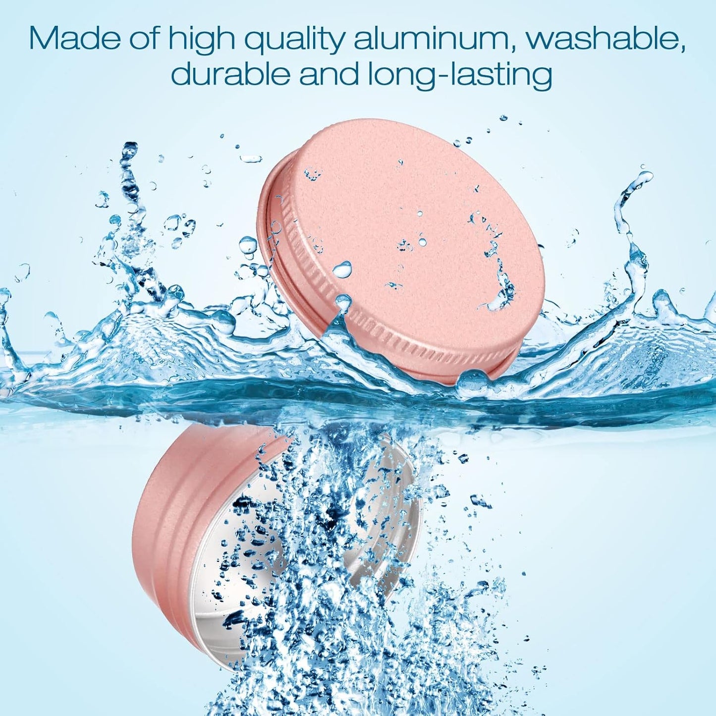 64-Piece Lip Balm Tin Containers - Round Aluminum Jars with Screw Top | 0.5 oz, Rose Gold