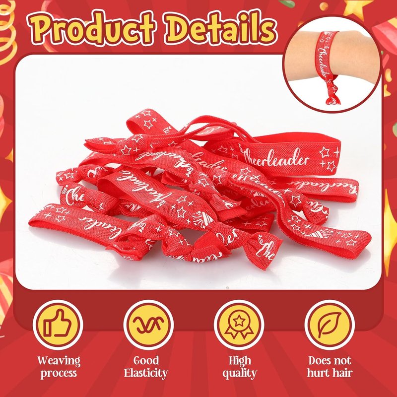 Cheerleader Gifts Set - 48 Pcs Bulk Cheer Gifts with Makeup Bags, Bracelets & Mirrors | Red Party Favors
