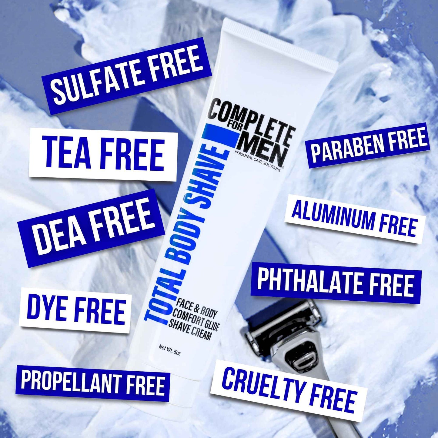 COMPLETE FOR MEN - Sensitive Skin Shaving Cream, Face and Body Shaving Cream, Comfy Body Glide, Irritation Free Shave, Protect from Razor Burn, Everyday Shave Cream for Men