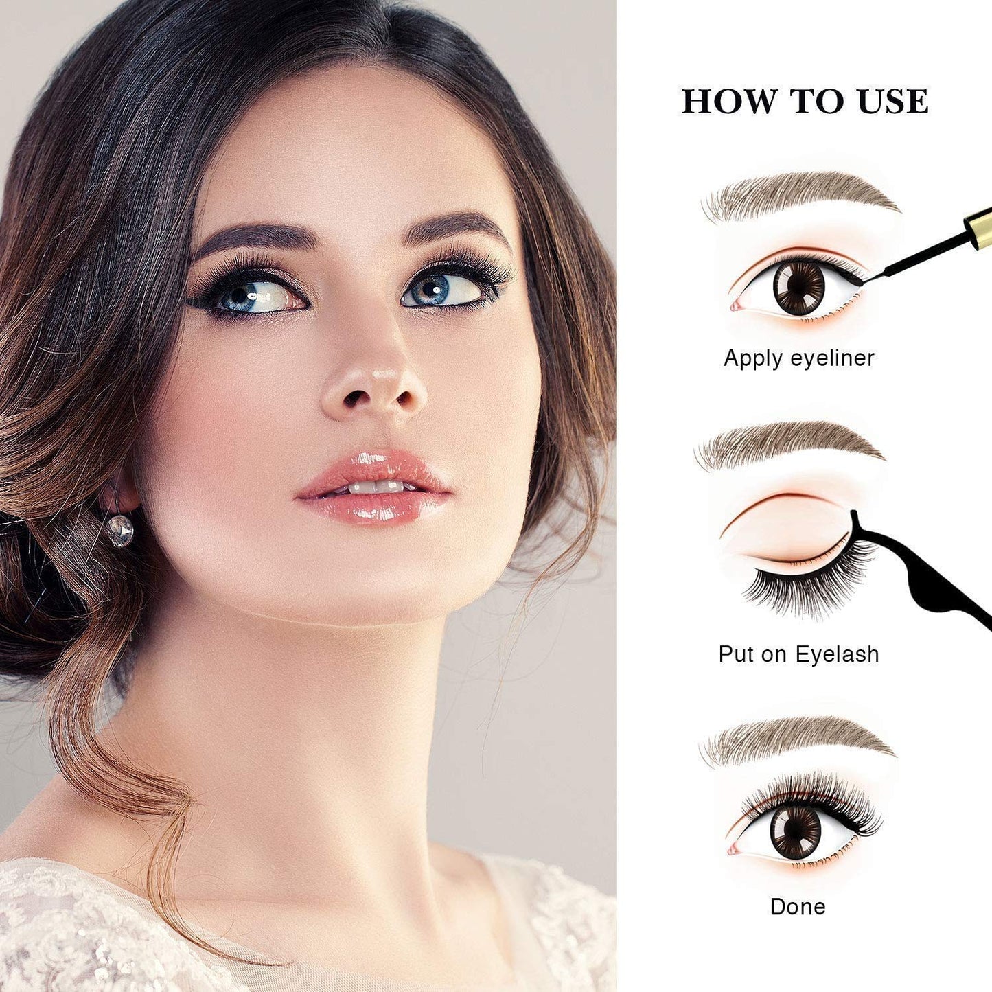 Magnetic Eyelashes With Eyeliner Kit 3D different Lengths & different Style Magnetic Eyelashes False Lashes Natural Look - No Glue Needed (5-Pairs With 2-Eyeliner)